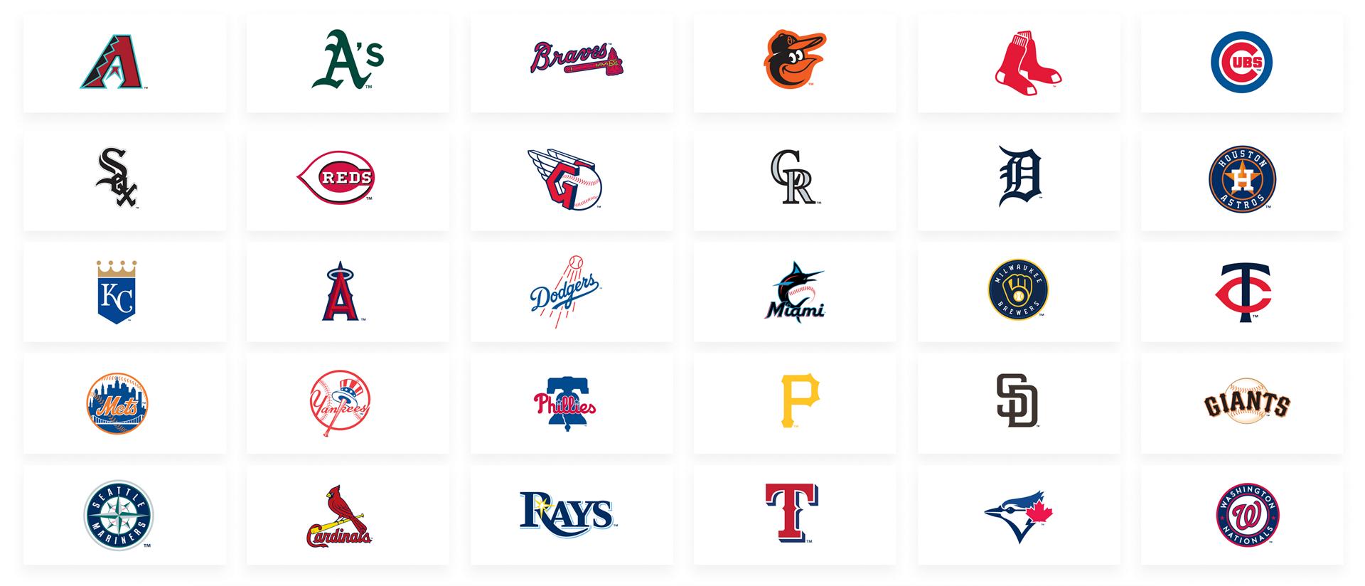 Grid of all 30 MLB team logos