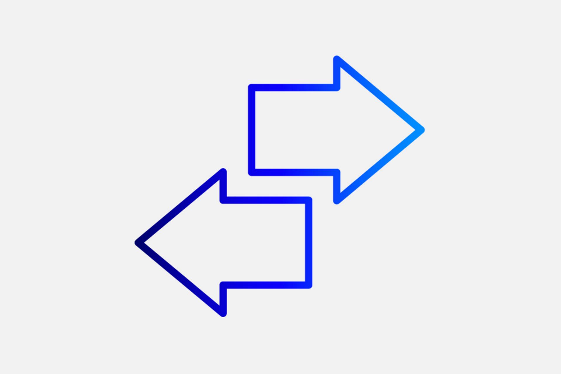 Illustration of two stacked arrows pointing in opposite directions
