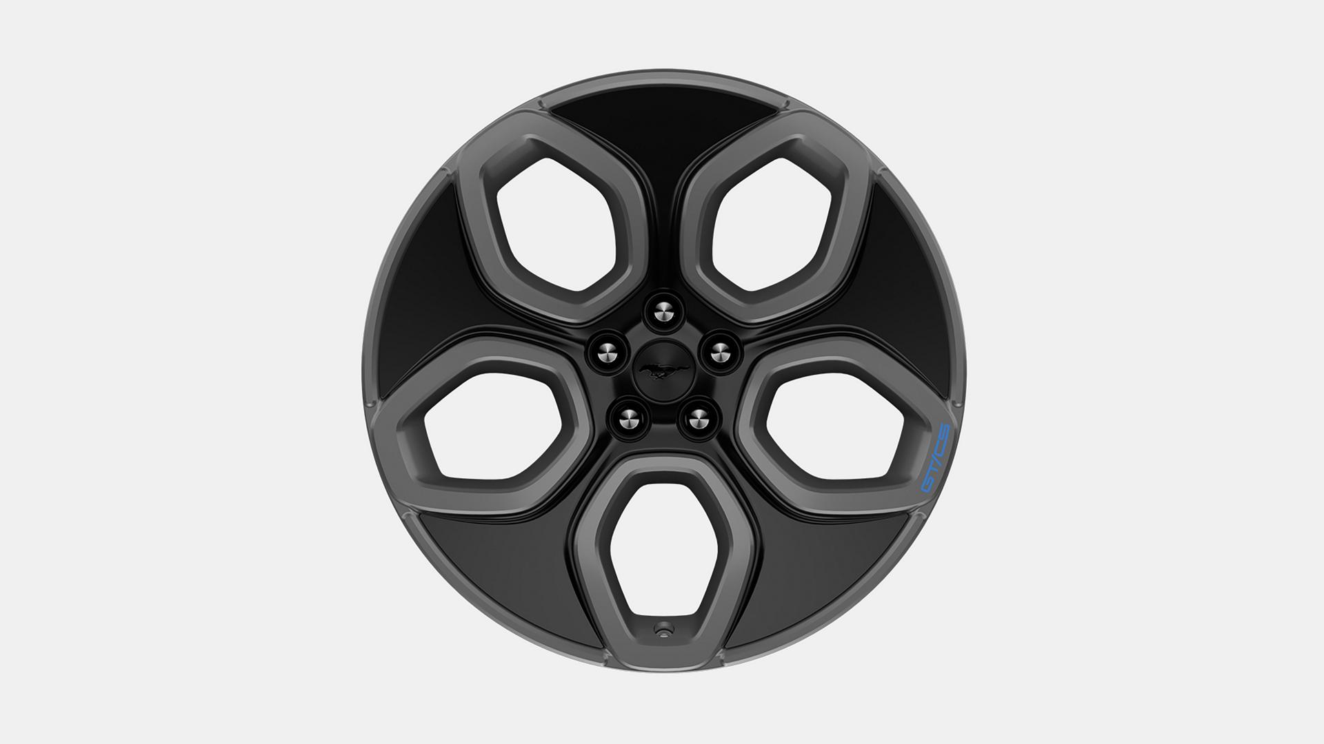 New 20-inch Carbonized Gray Wheels with Rave Blue-Printed Logo and Gloss-Black Aero Cover