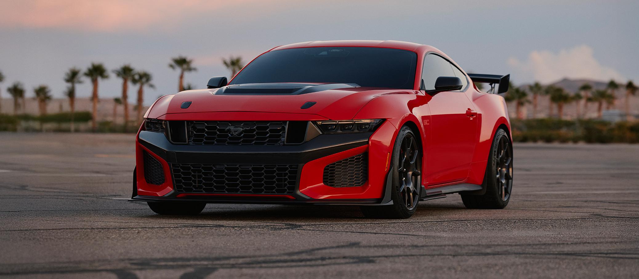 A 2026 Ford Mustang Dark Horse® SC with available Track Pack and optional equipment in a parking lot