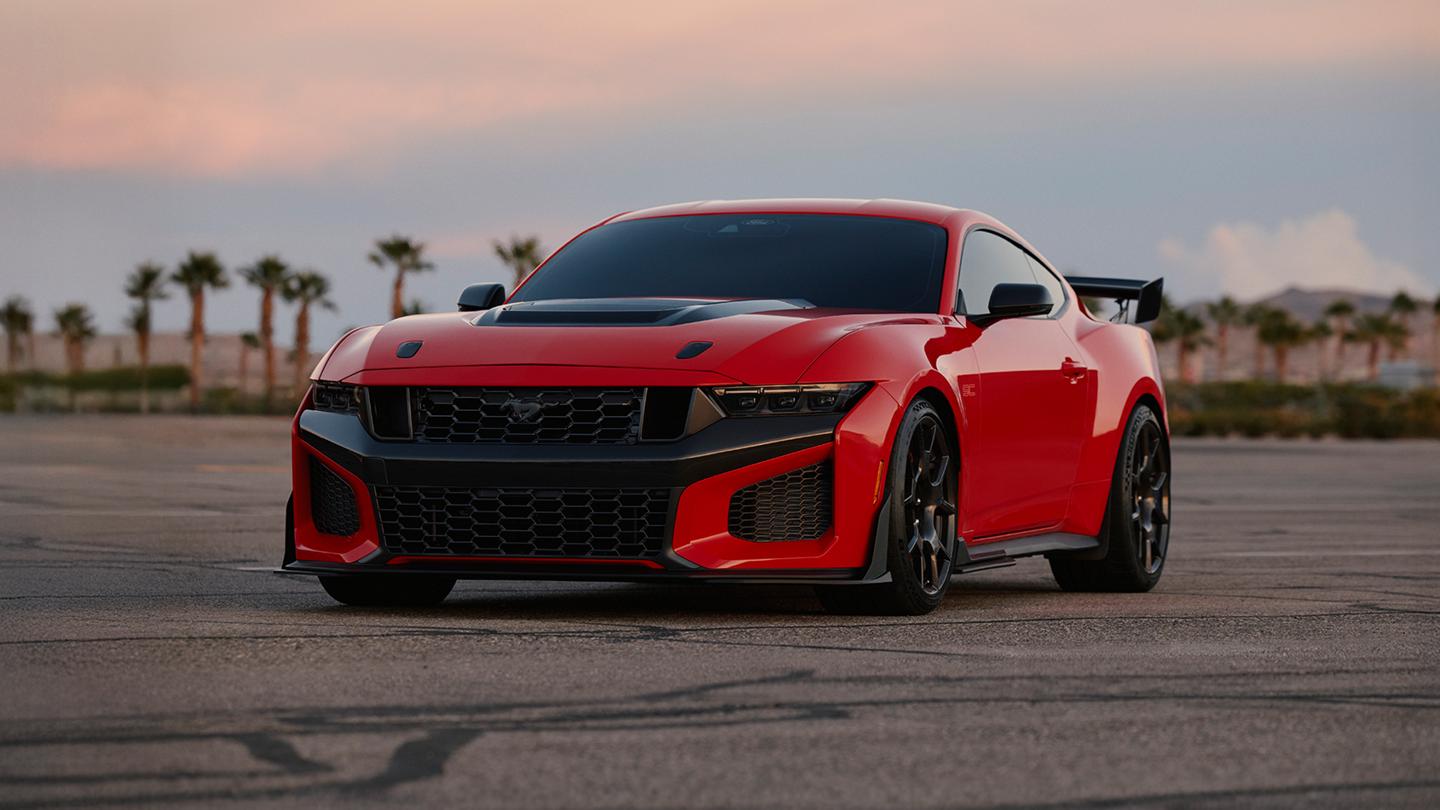 A 2026 Ford Mustang Dark Horse® SC with available Track Pack and optional equipment in a parking lot
