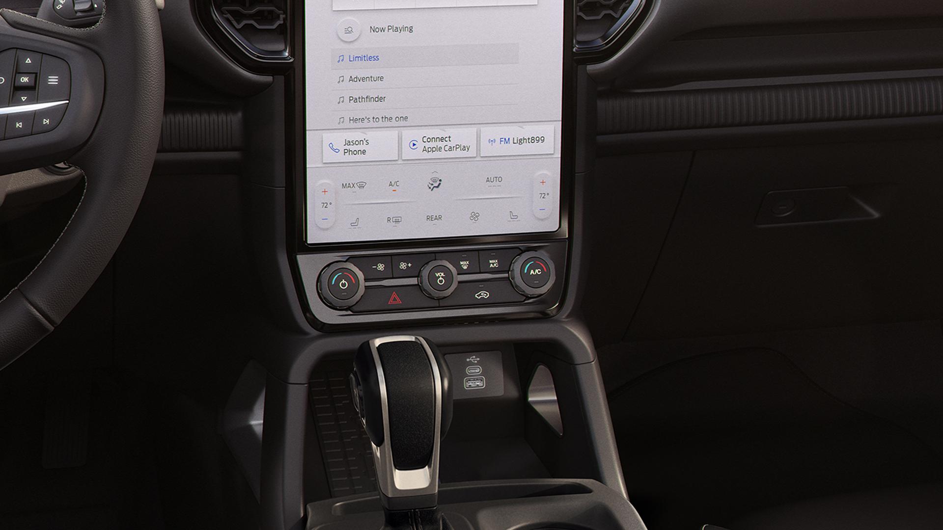 Interior view highlighting the center display and Dual-Zone Electronic Climate Control feature
