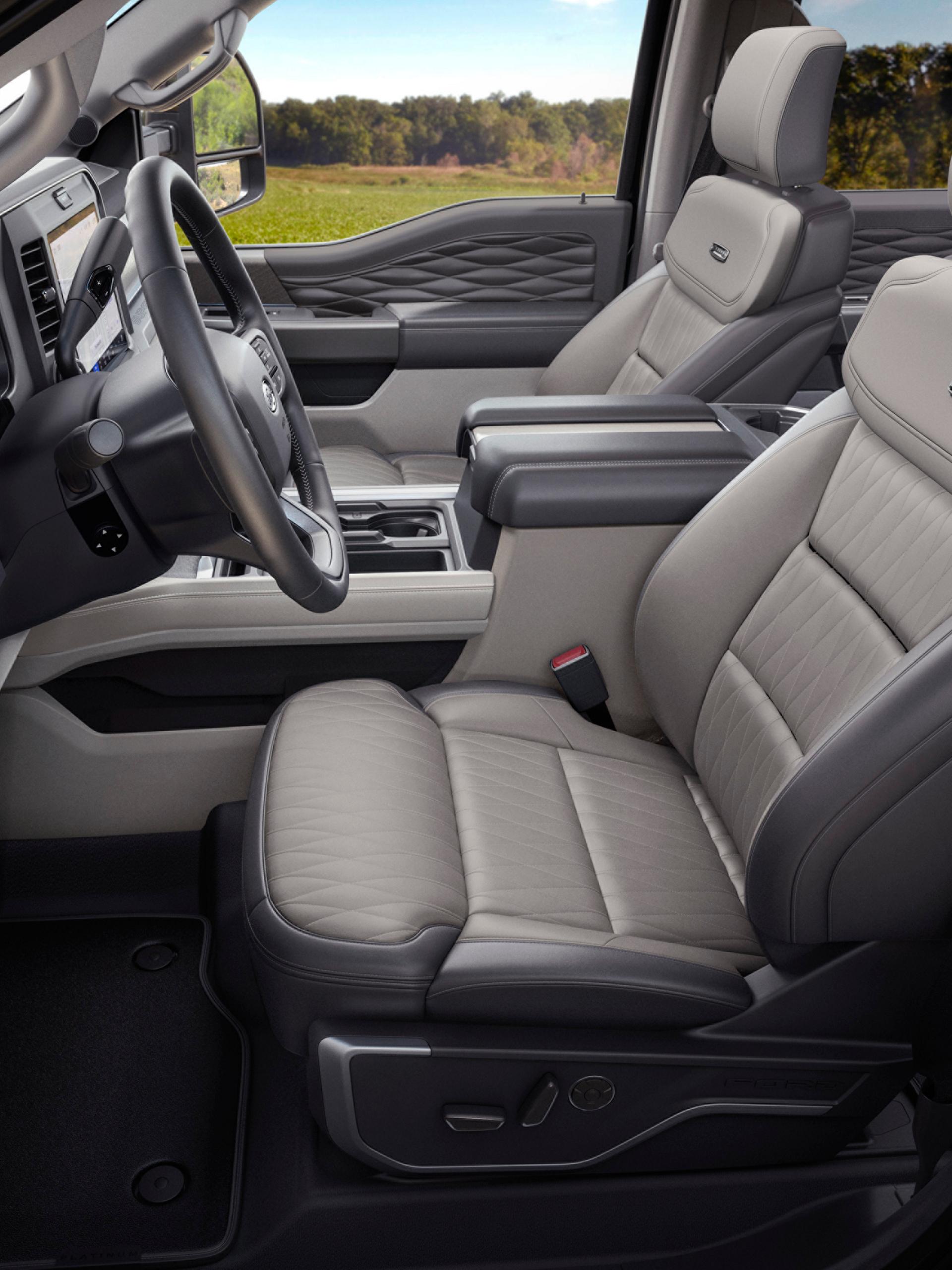Side interior view of a Super Duty® F-250® with the Platinum® Plus Package.