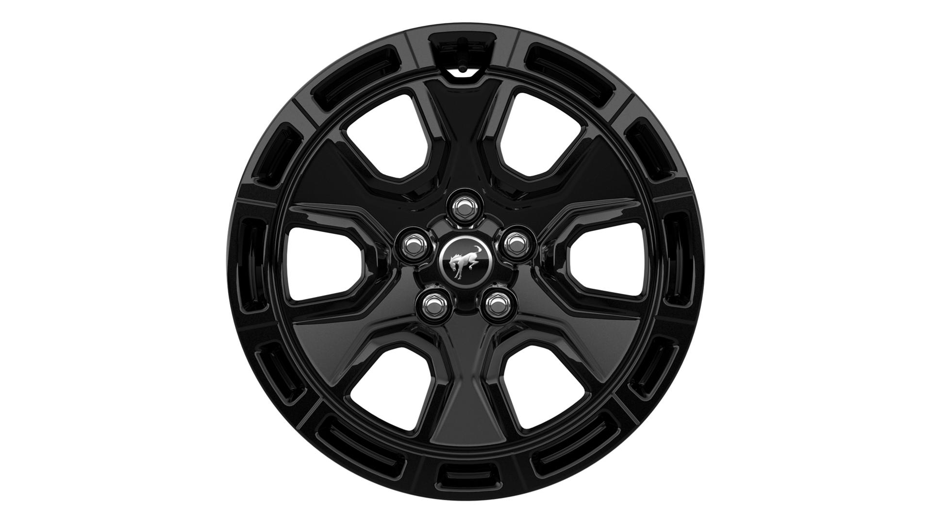 A 17-inch Ebony Black-painted aluminum wheel on a white background