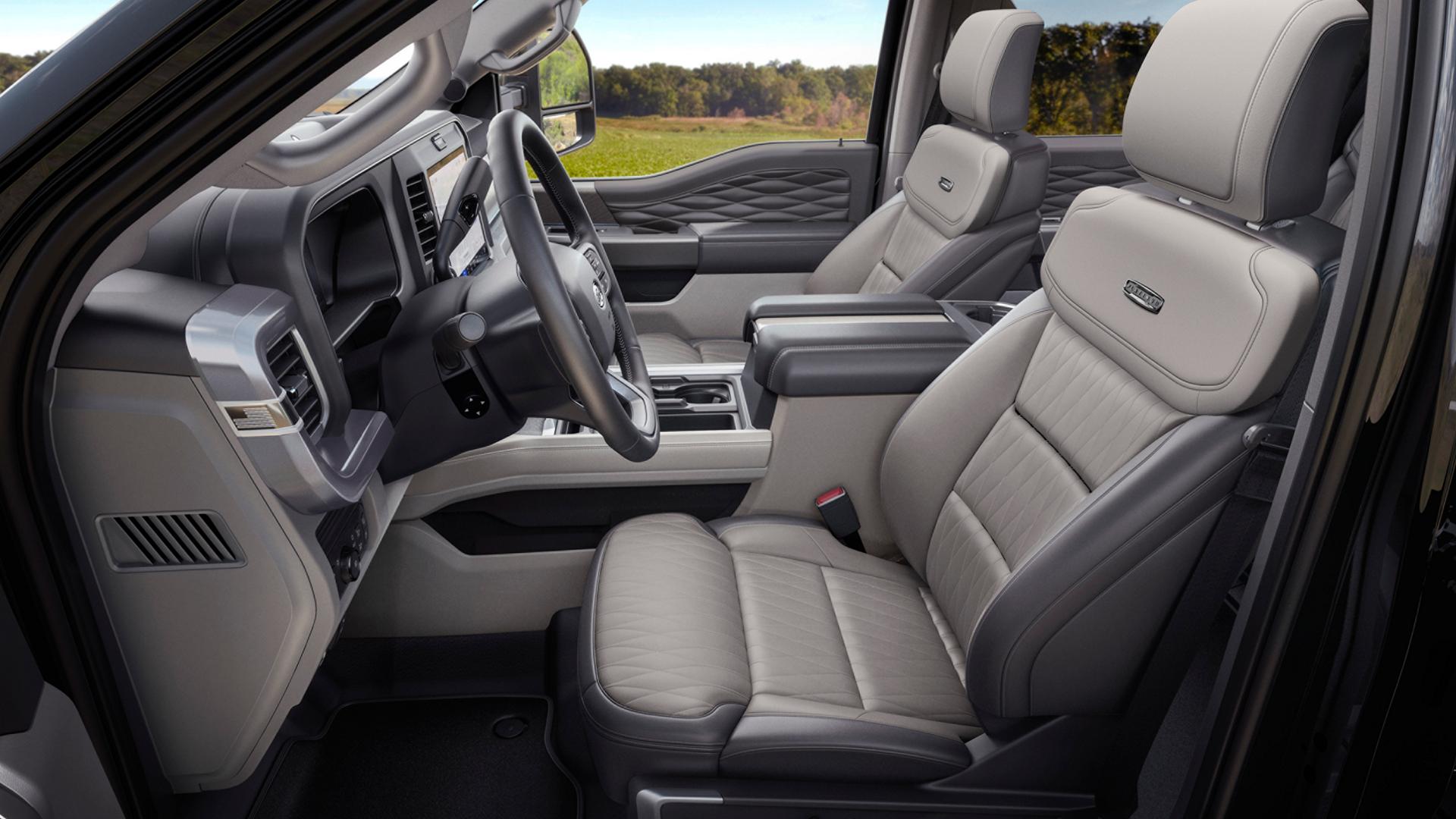 Side view of the 2027 Ford Super Duty® Platinum® Plus Package interior