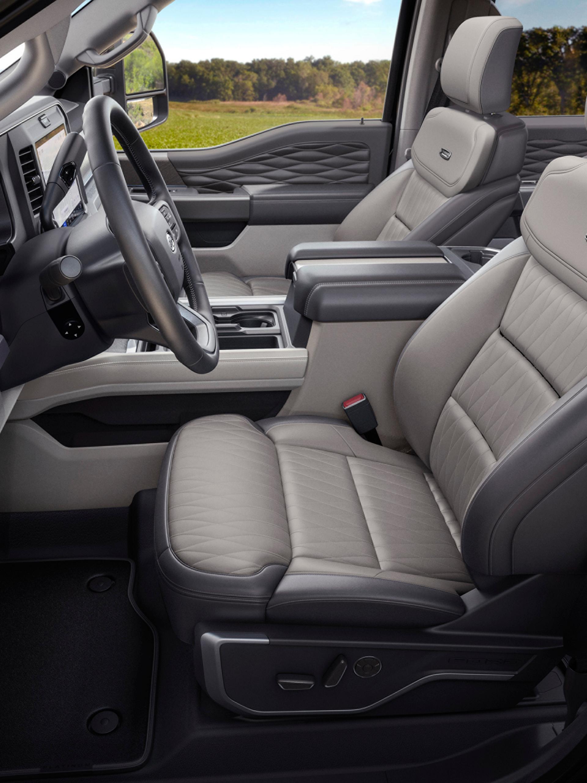 Interior side view of a 2027 Ford Super Duty® with the Platinum® Plus Package