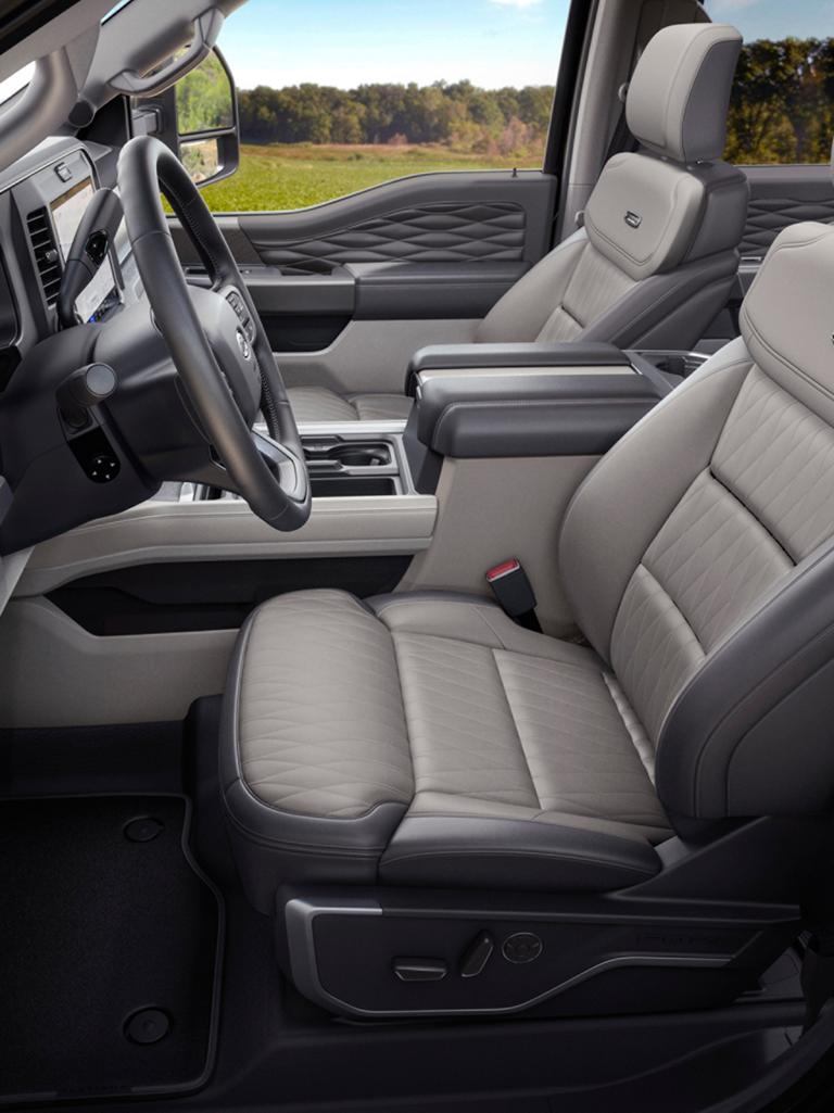 Interior side view of a 2027 Ford Super Duty® with the Platinum® Plus Package