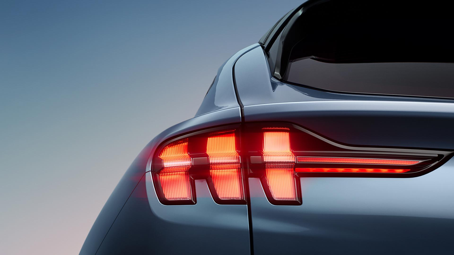 Tri-bar taillamps on the 2026 Ford Mustang Mach-E® SUV