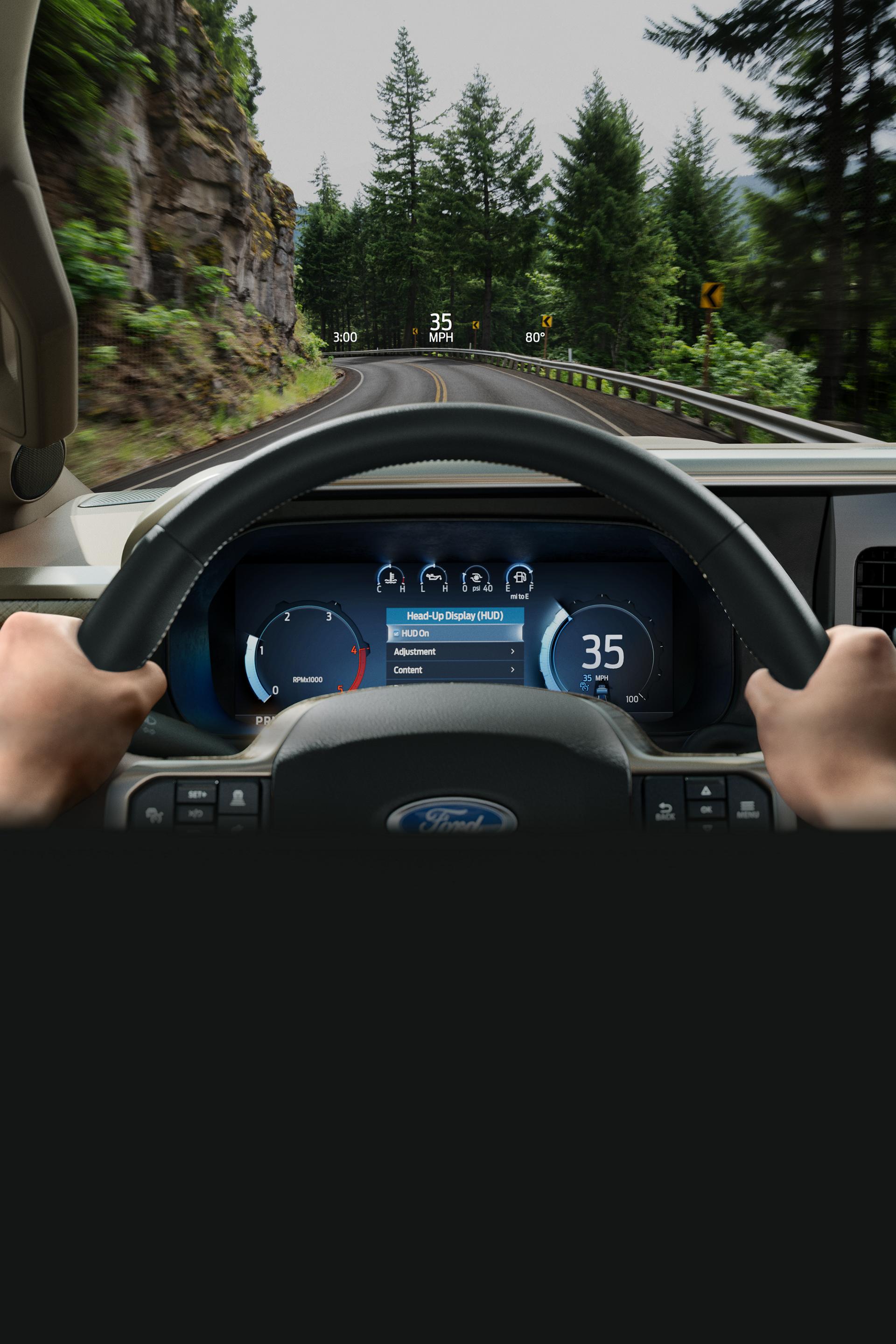 Imagen interior de la pantalla frontal de una Ford Super Duty® 2026