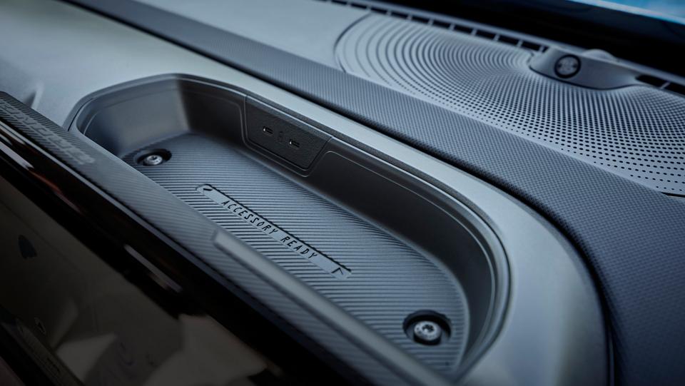 Device tray on display on the dashboard of the 2026 Ford Bronco Sport®