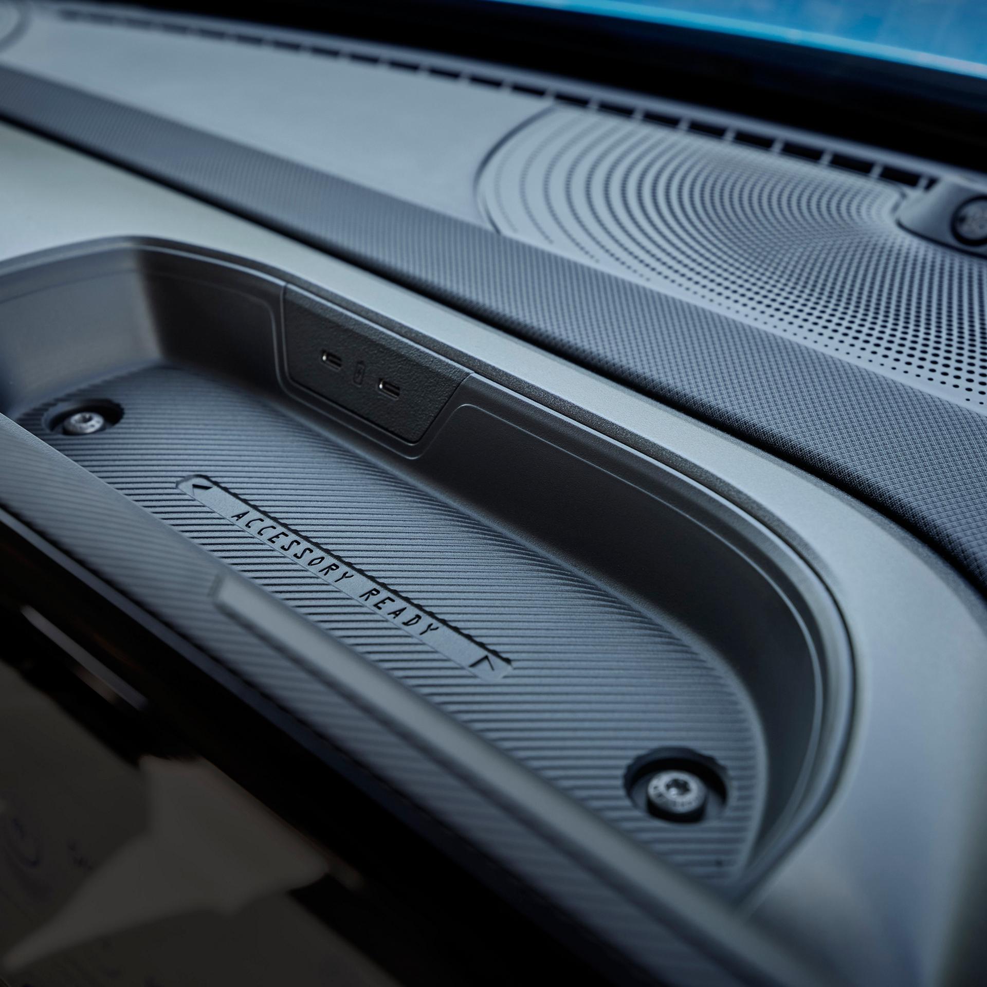 Device tray on display on the dashboard of the 2026 Ford Bronco Sport®