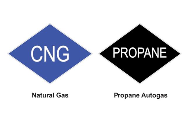Standard diamond symbols for compressed natural gas and propane autogas