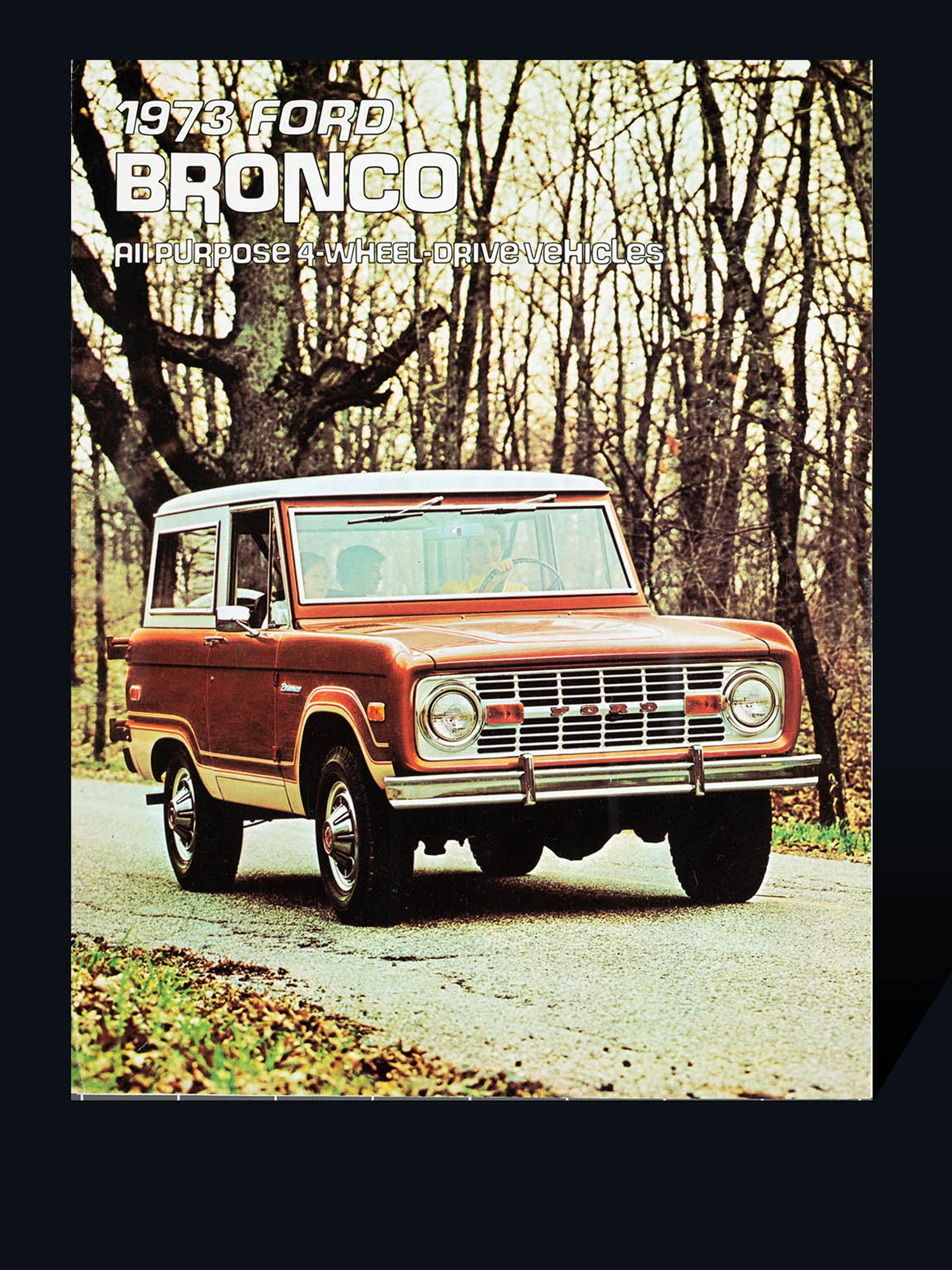 The cover of a 1973 Ford Bronco® vehicle catalog