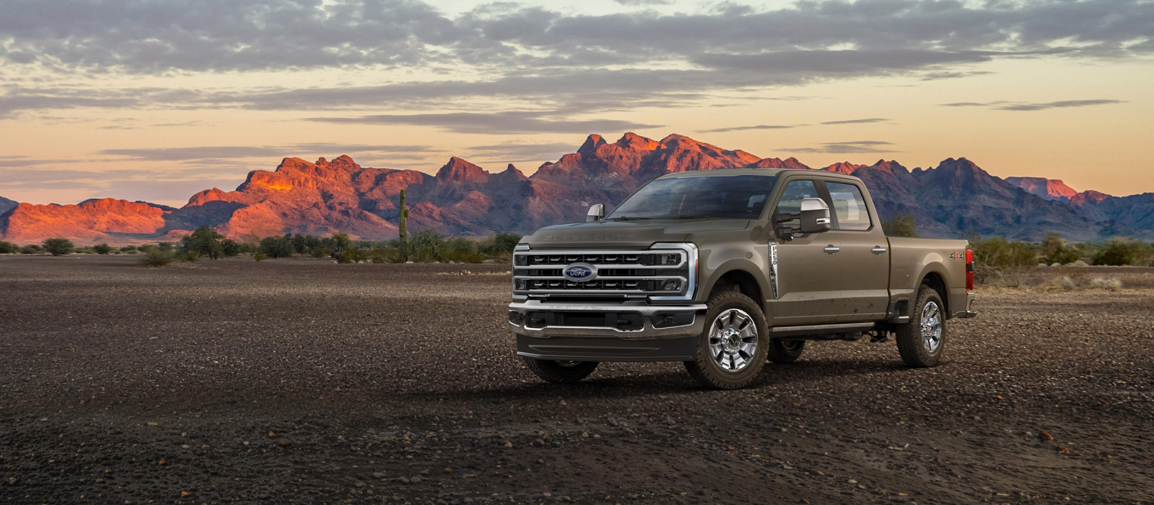 2026 Ford Super Duty® F-250® King Ranch® truck parked on a dirt road in the mountains