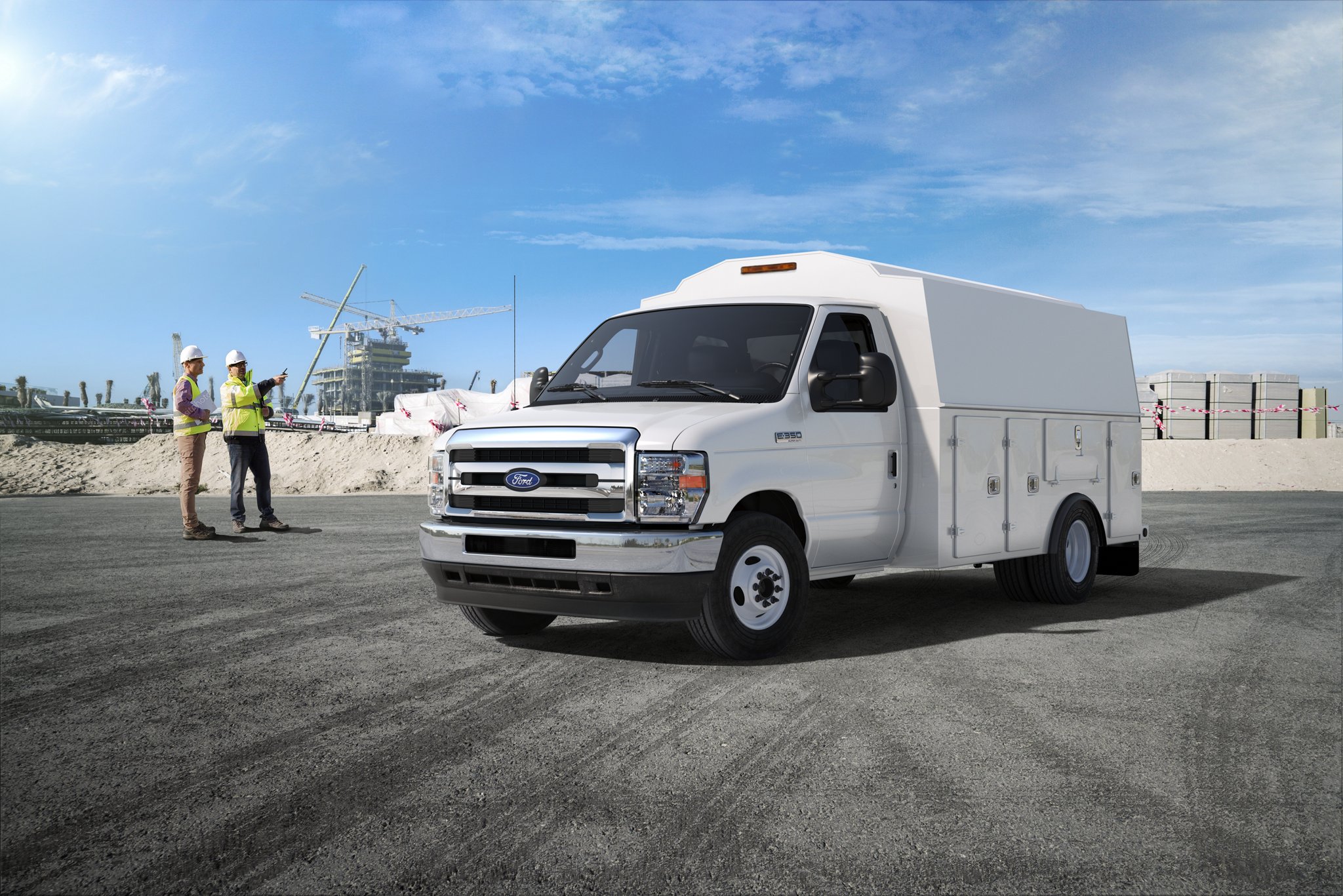 2026 Ford E-Series Cutaway dual-rear-wheel with contractor body upfit