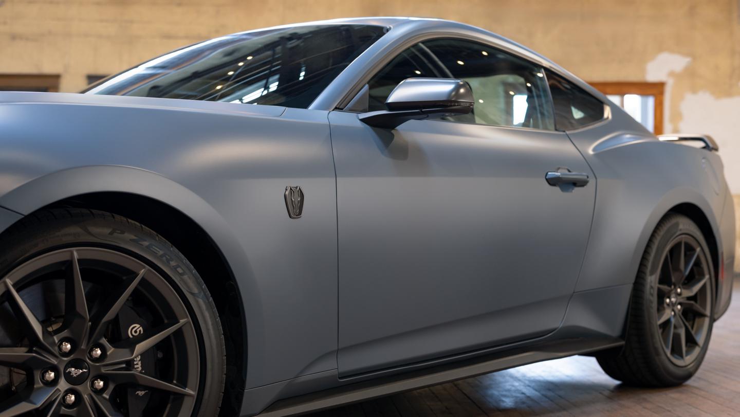 2025 Ford Mustang® convertible show with and without the available Matte Clear Film