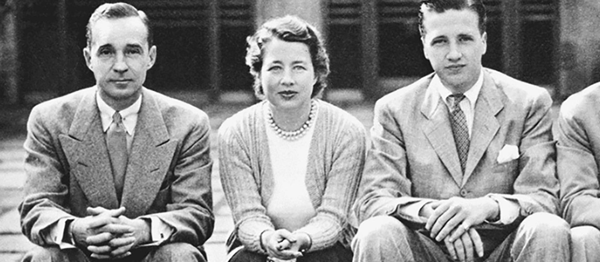 Three Ford family members on bench