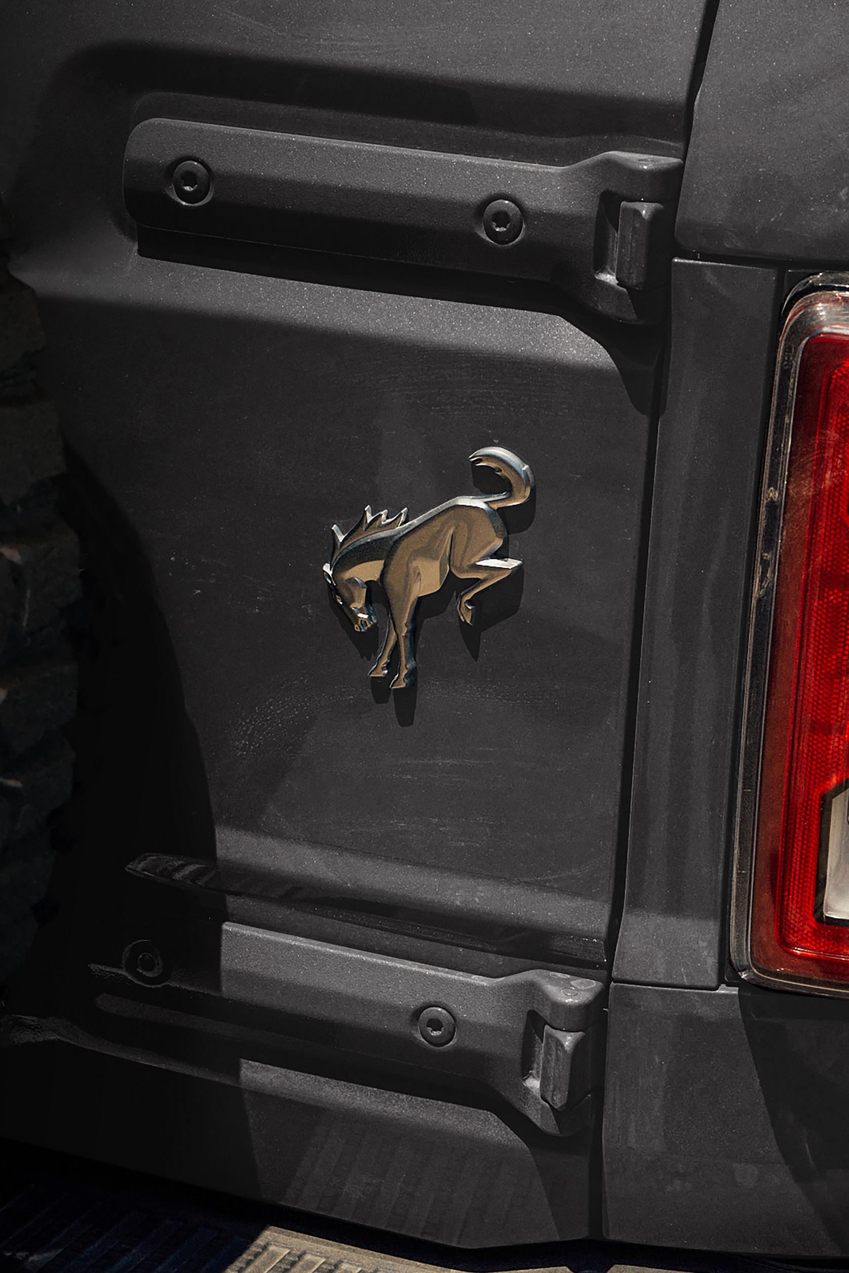The bucking Bronco badge on the rear of a 2026 Ford Bronco® SUV