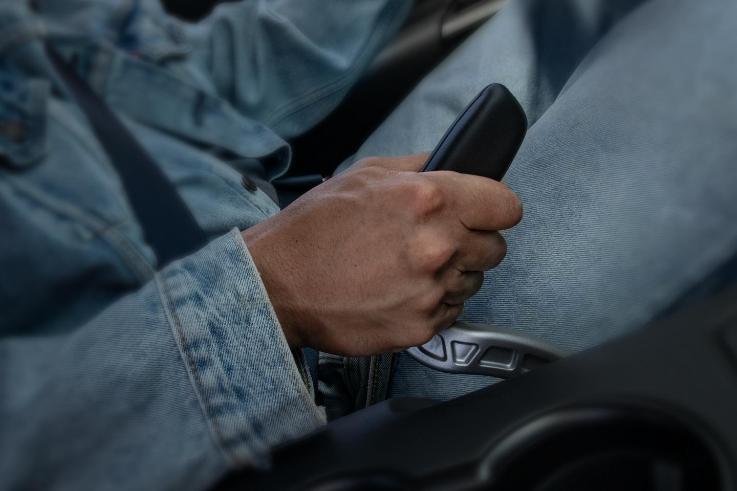 Person using the available drift brake in a 2025 Ford Mustang® coupe on a closed course