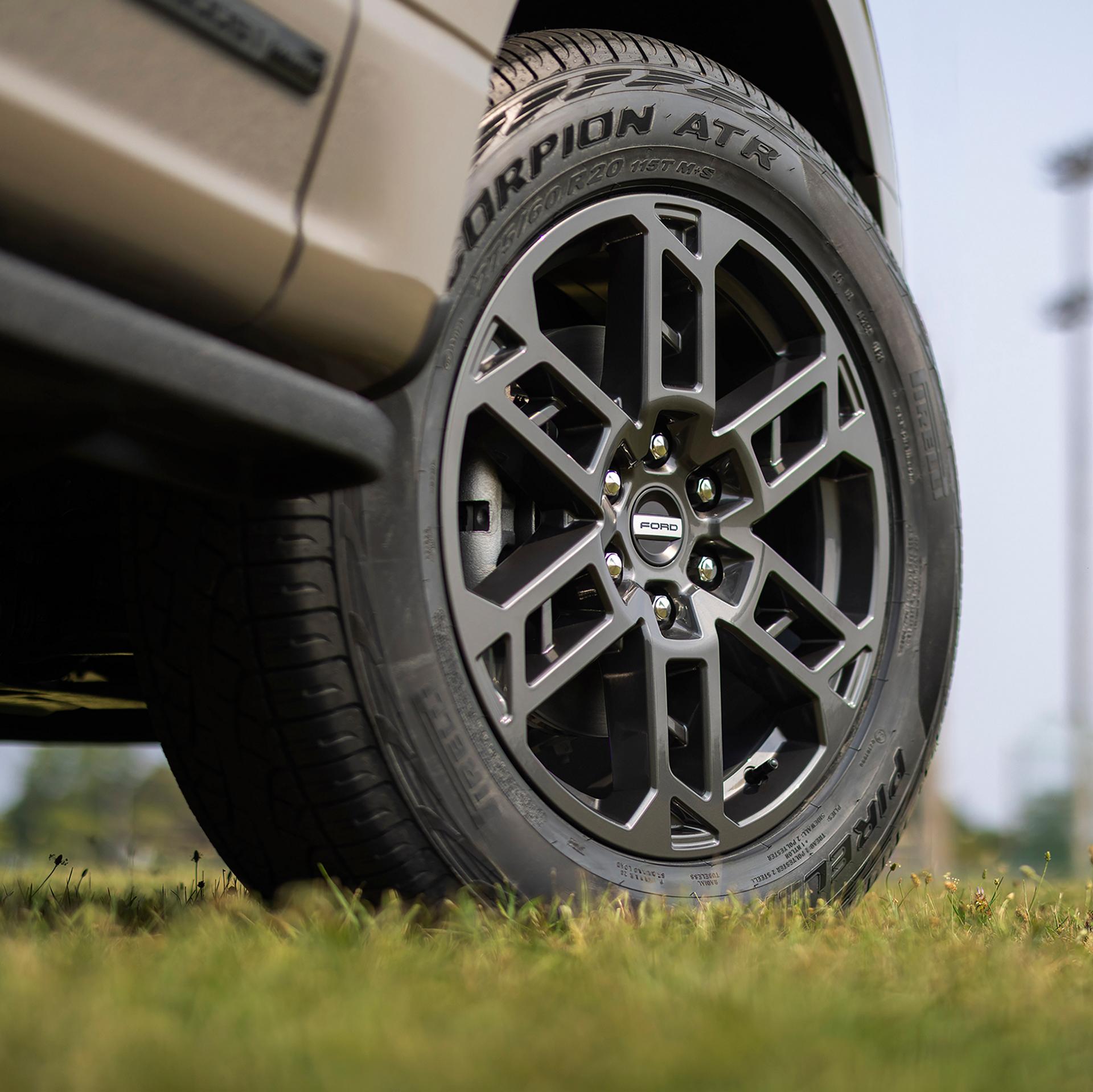 Close-up of the front wheel on a 2027 Ford F-150® Carhartt® Package model