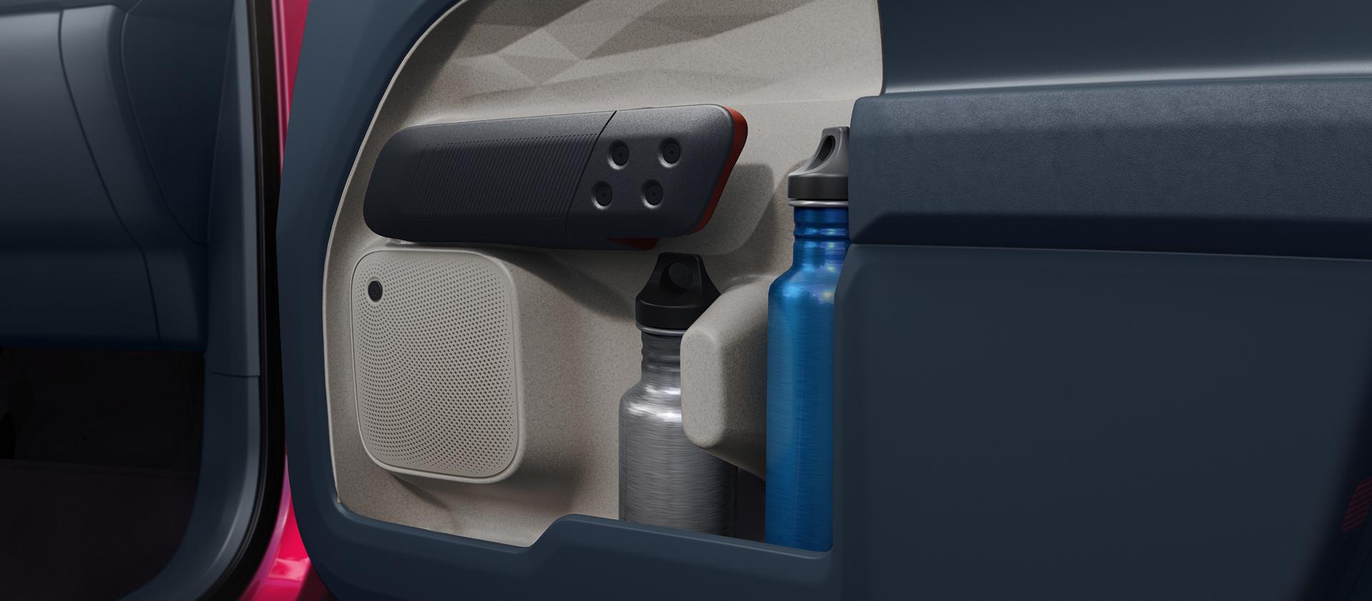 Close-up of the in-door storage on a 2026 Ford Maverick® pickup