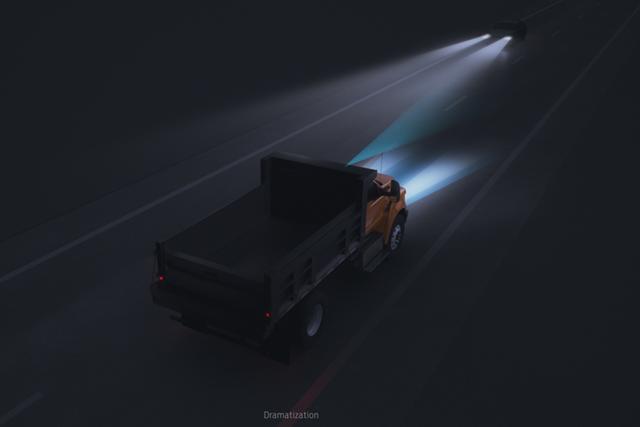 Animation of 2026 Ford Medium Duty using Auto High-Beam Headlamps