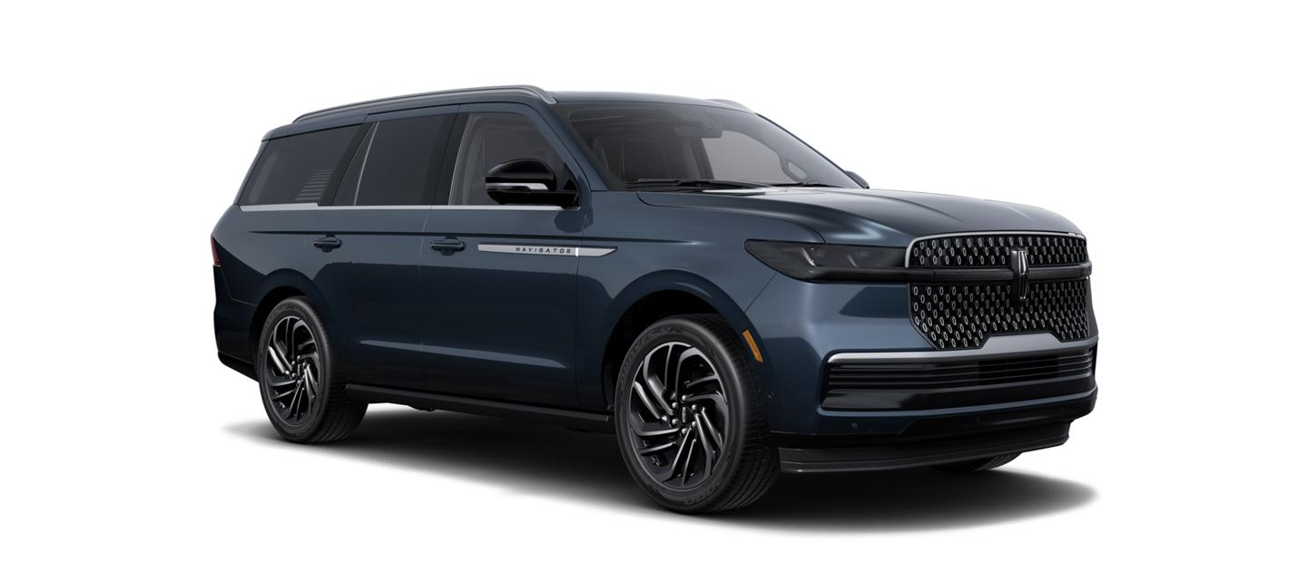 A 2025 Lincoln Navigator® Reserve model is shown in the extra-cost Flight Blue exterior color