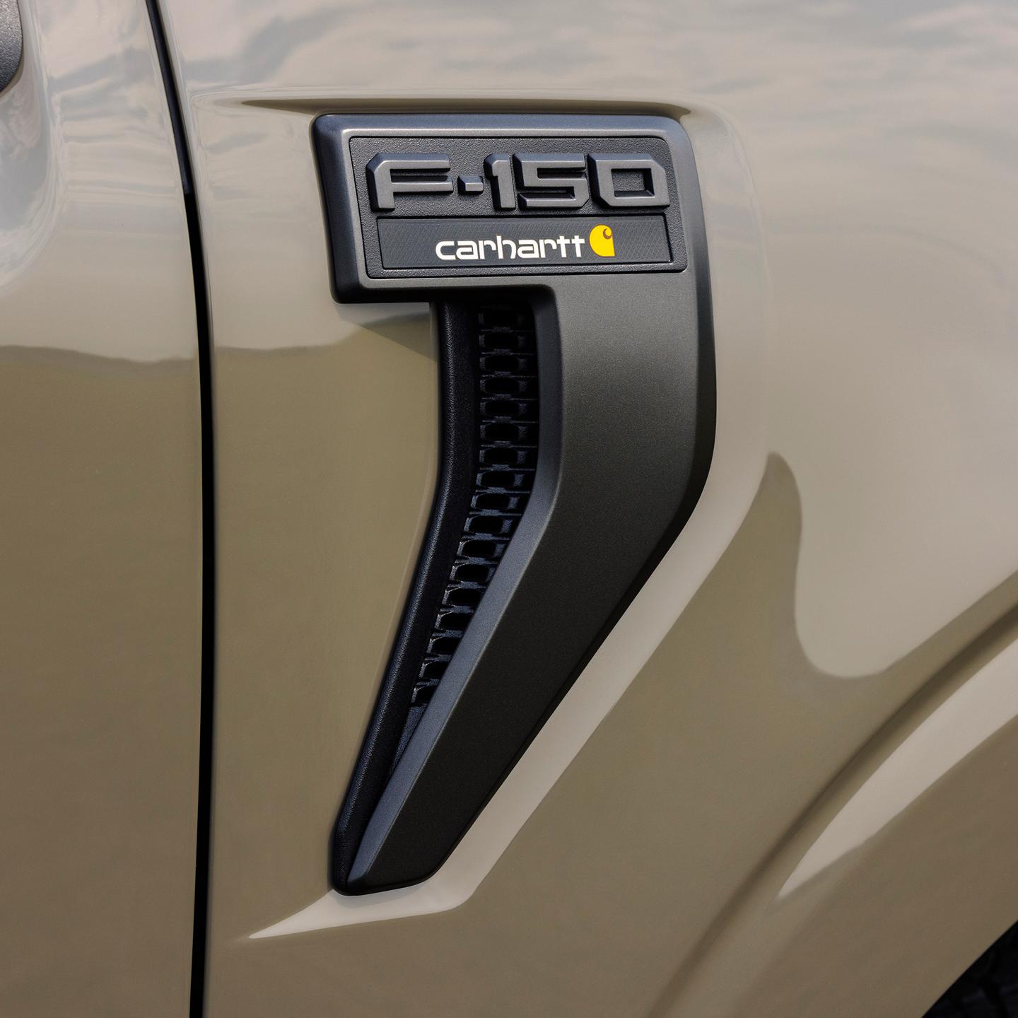 Close-up of the 2027 Ford F-150® Carhartt® Package fender badge