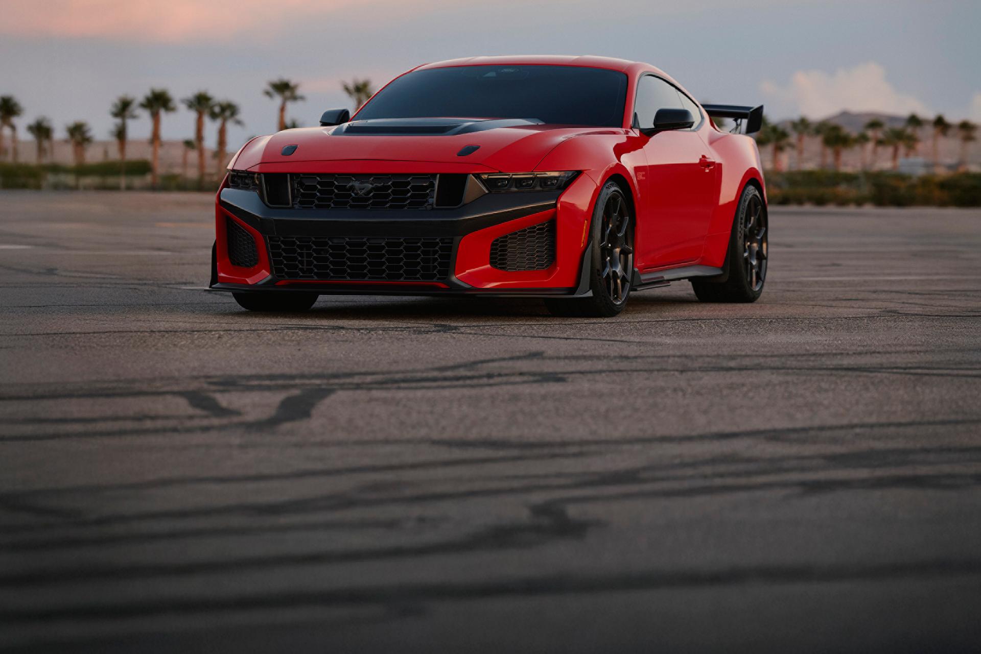 A 2026 Ford Mustang Dark Horse® SC with available Track Pack and optional equipment in a parking lot