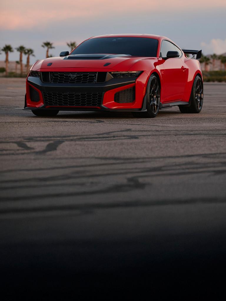 A 2026 Ford Mustang Dark Horse® SC with available Track Pack and optional equipment in a parking lot