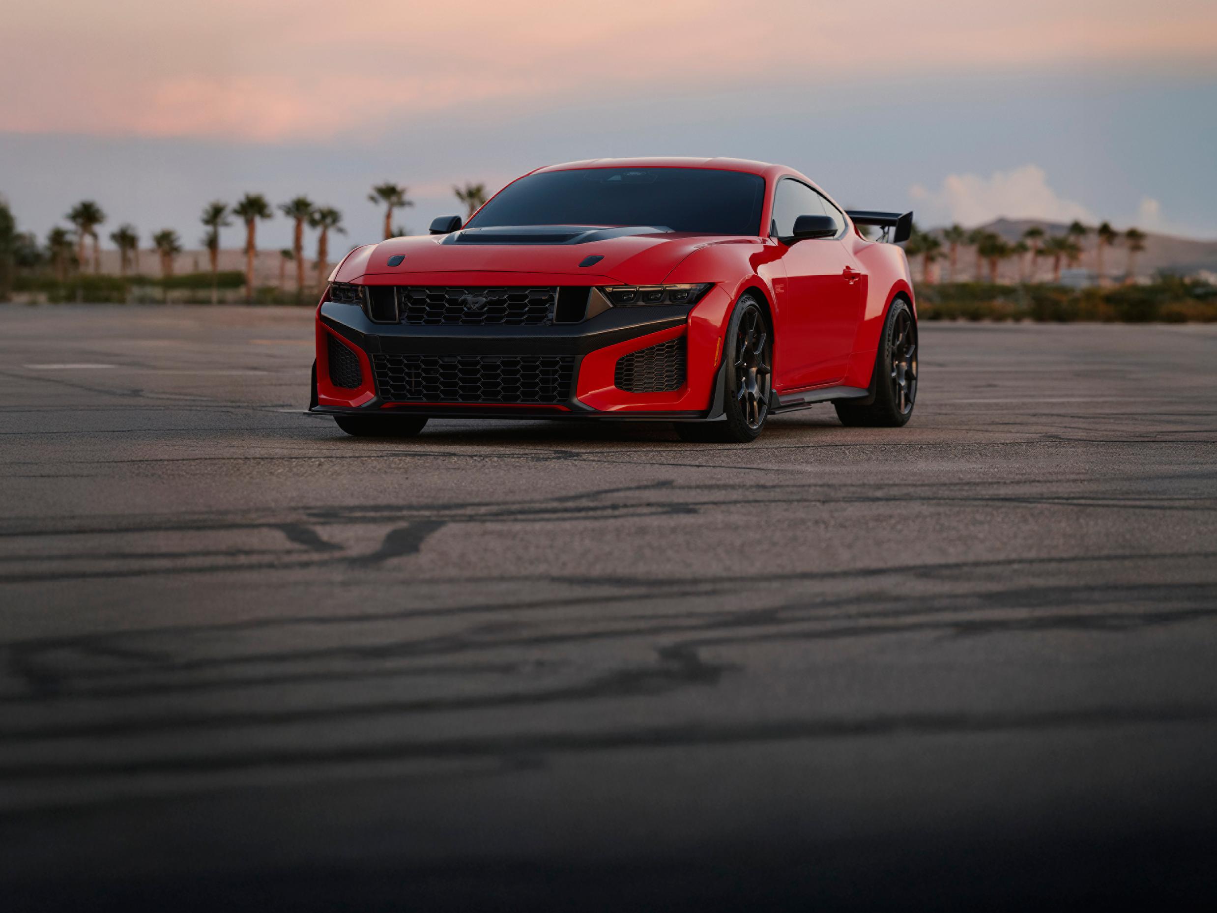 A 2026 Ford Mustang Dark Horse® SC with available Track Pack and optional equipment in a parking lot