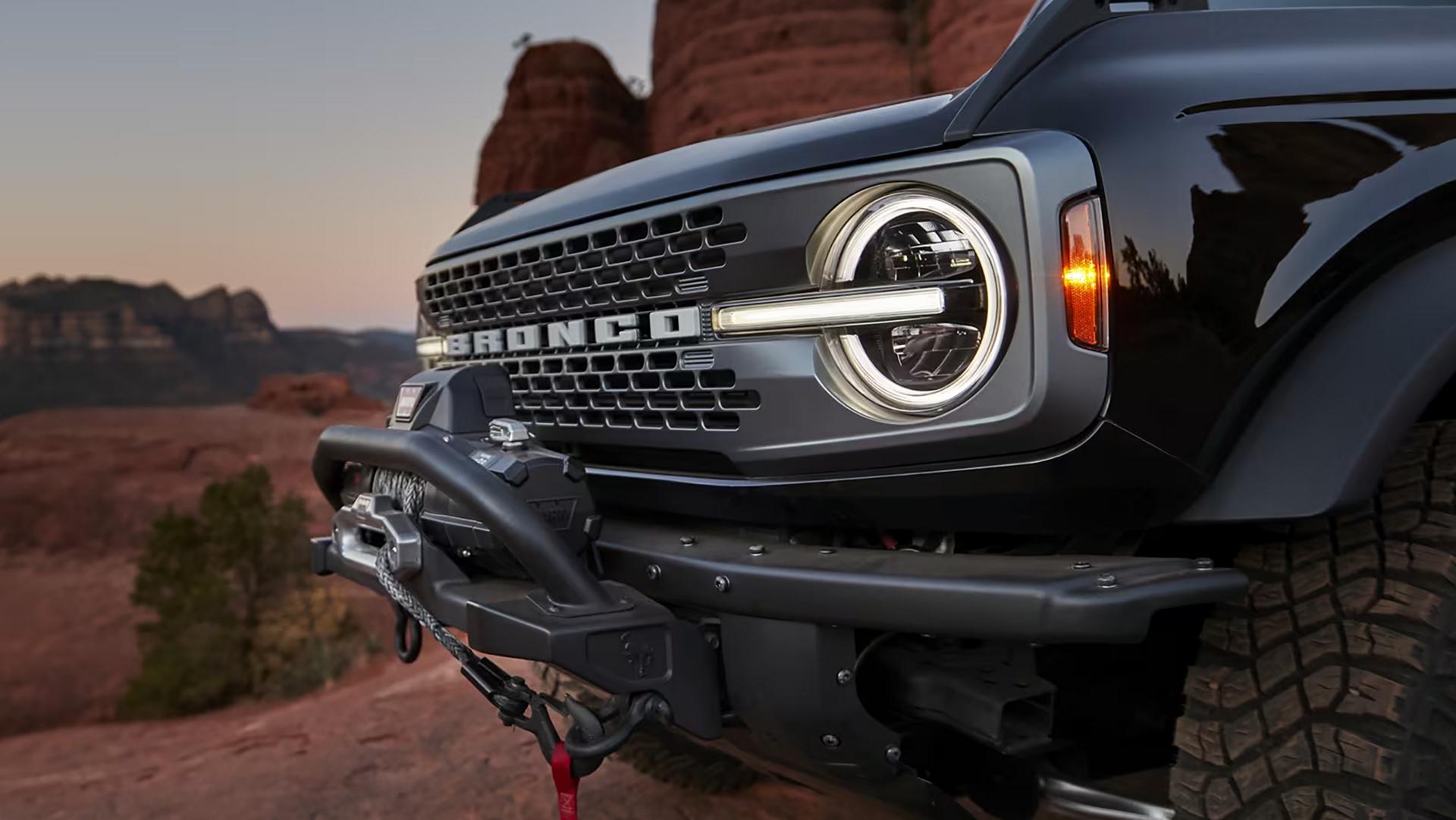 A close-up of the front fascia of a 2026 Ford Bronco® SUV