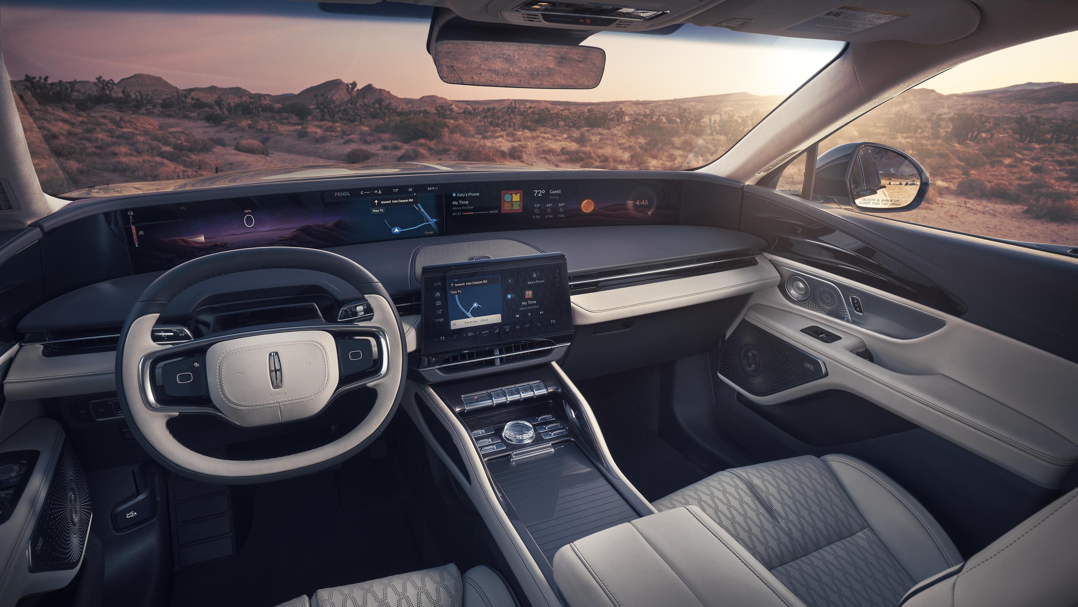 A panoramic display spans the width of the interior of a 2026 Lincoln Black Label™ Nautilus® SUV