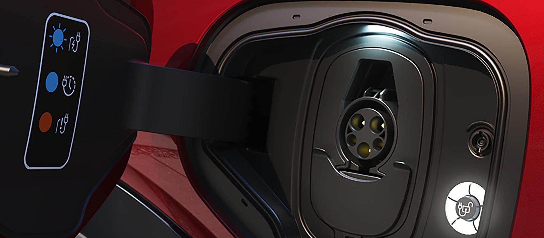 Red electric car charging port