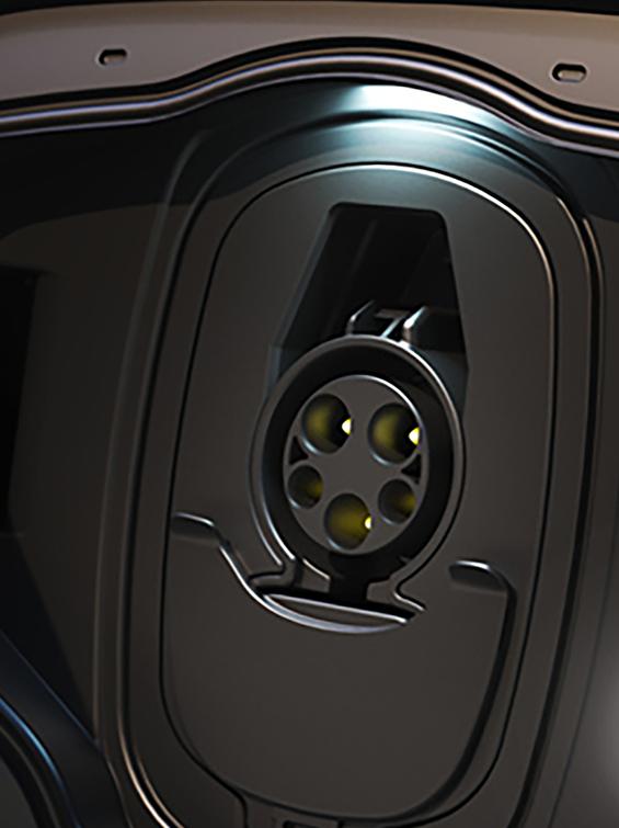 Red electric car charging port