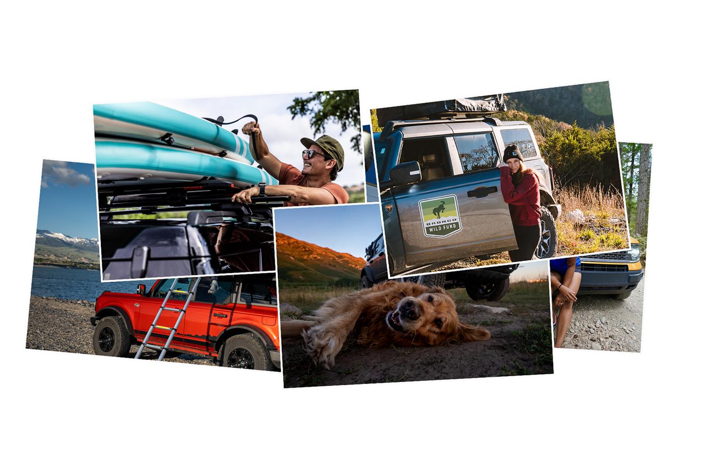 An array of photos showing Bronco® owners with their vehicles