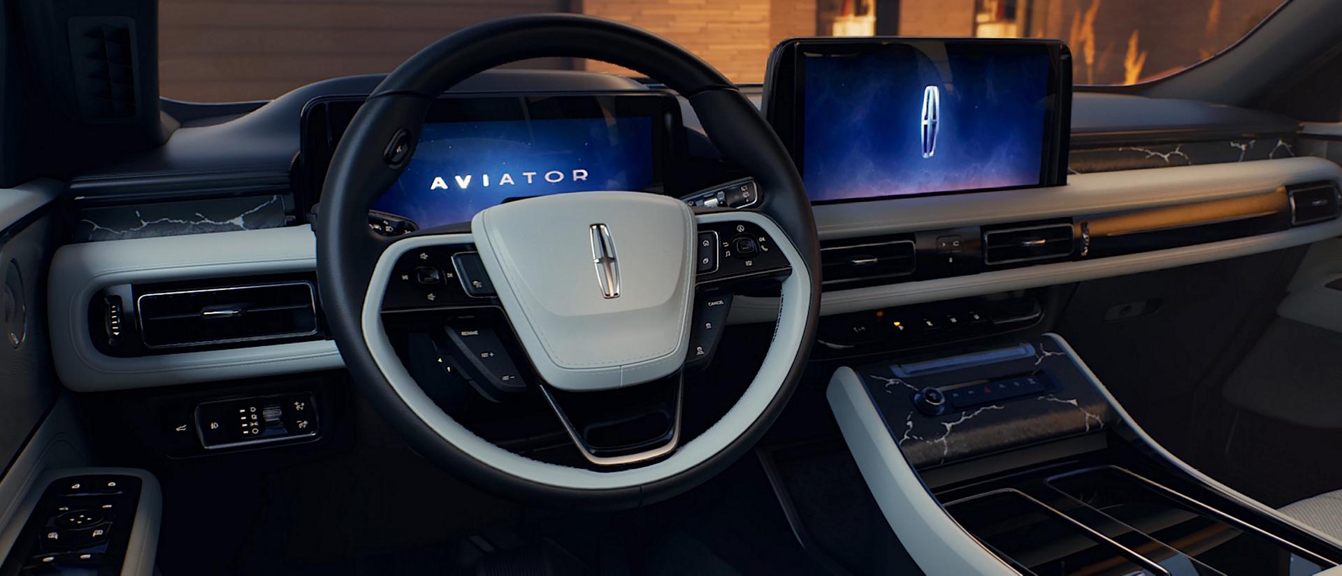 The 2025 Lincoln Black Label™ Aviator® SUV with the light-colored Moonbeam interior theme