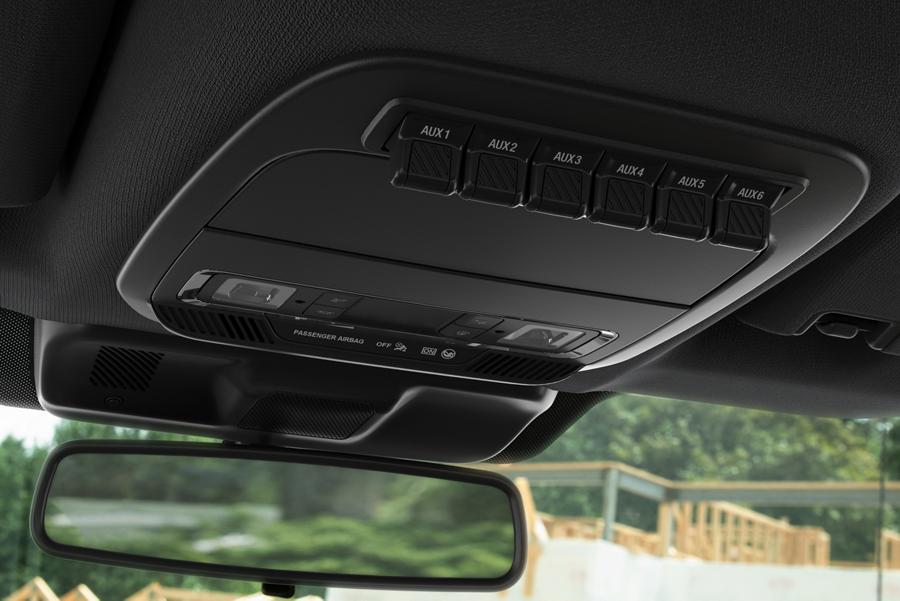 Close-up of a 2025 Ford Super Duty® upfitter switches