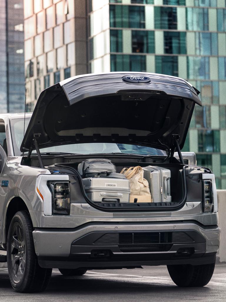 Ford F-150® Lightning® truck parked with the frunk open