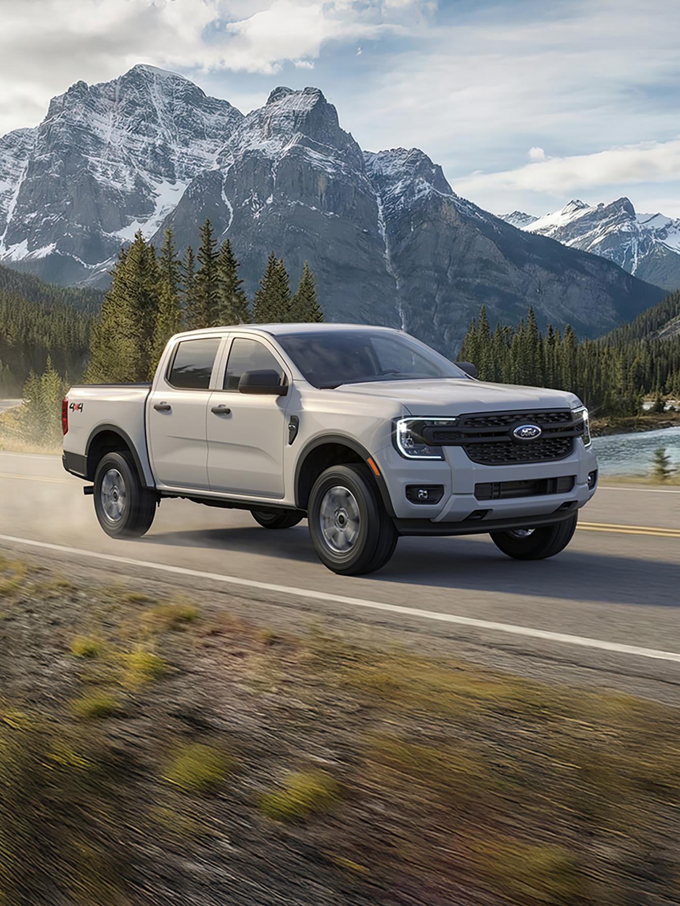 2026 Ford Ranger® model being driven on a mountainside highway