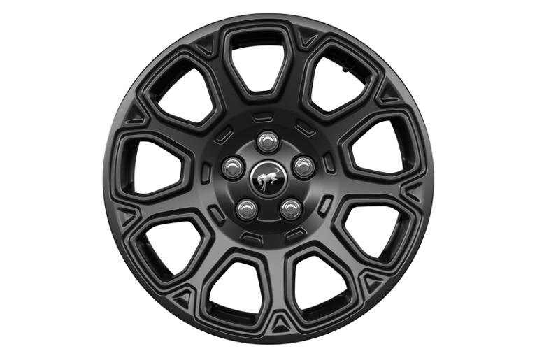 A 17-inch Matte Black-painted aluminum wheel on a white background