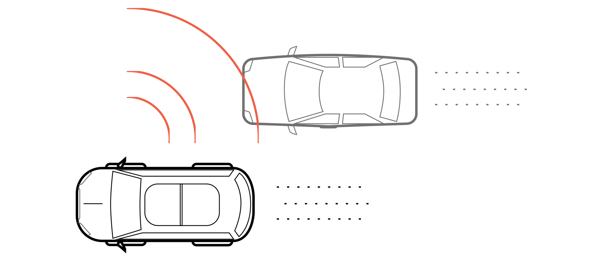 an image of one vehicle detecting another vehicle in its blind spot is shown here