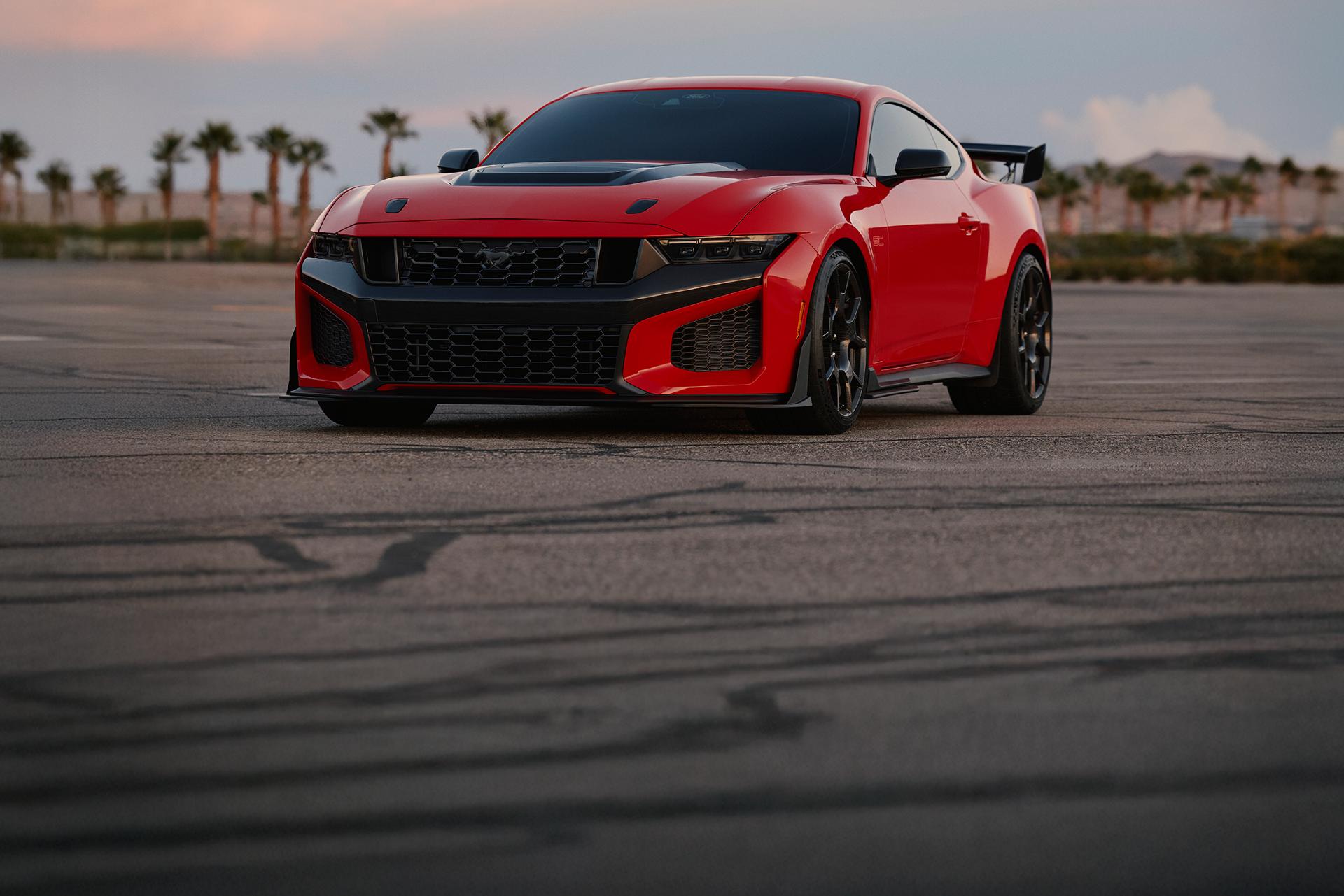 A 2026 Ford Mustang Dark Horse® SC with available Track Pack and optional equipment in a parking lot