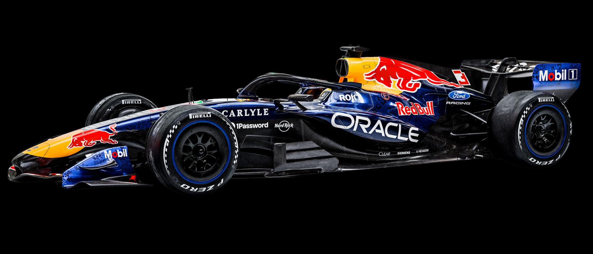 Red Bull Formula One car on a black background