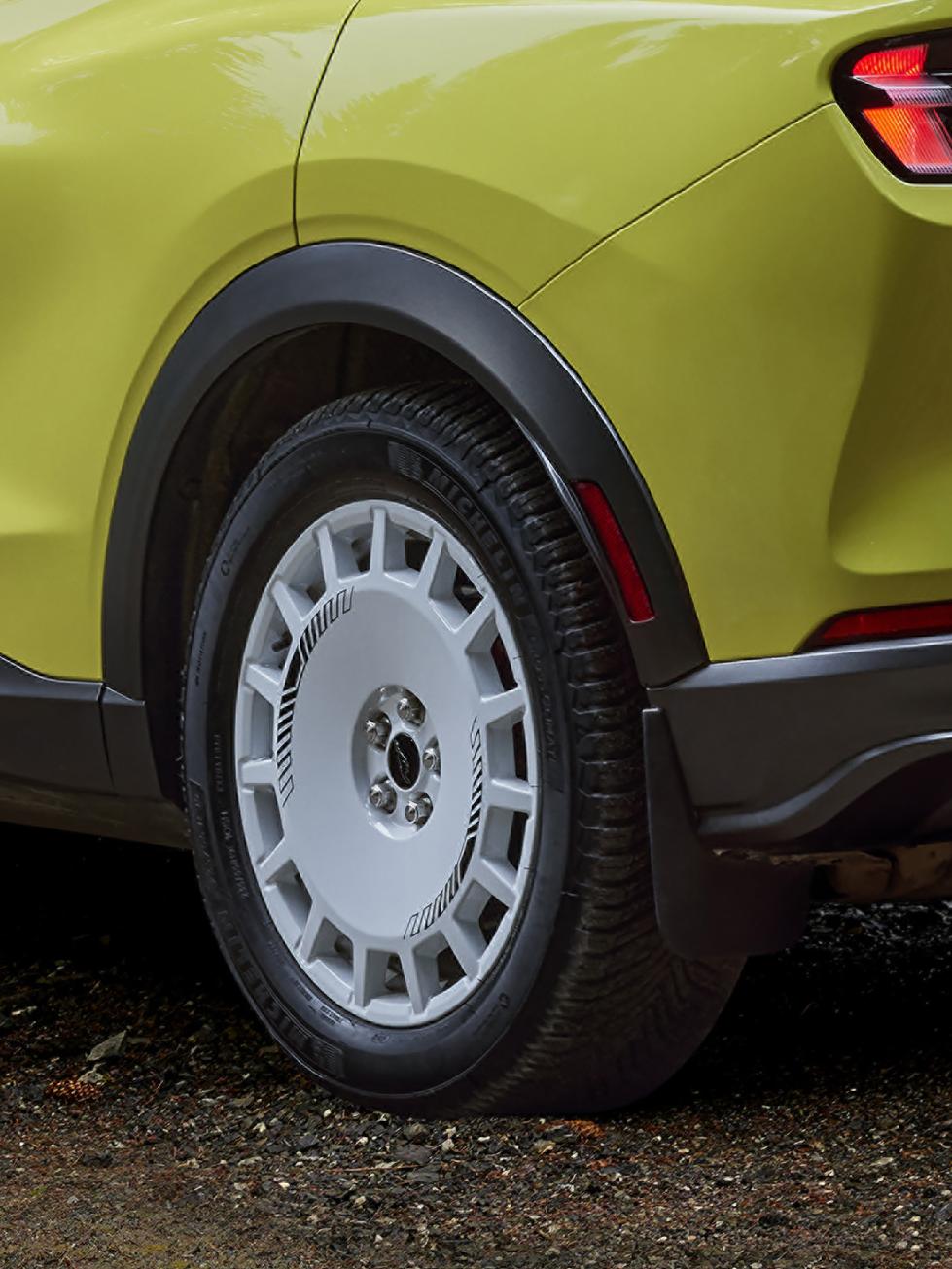 Close-up of splash guards on a Ford Mustang Mach-E® Rally®