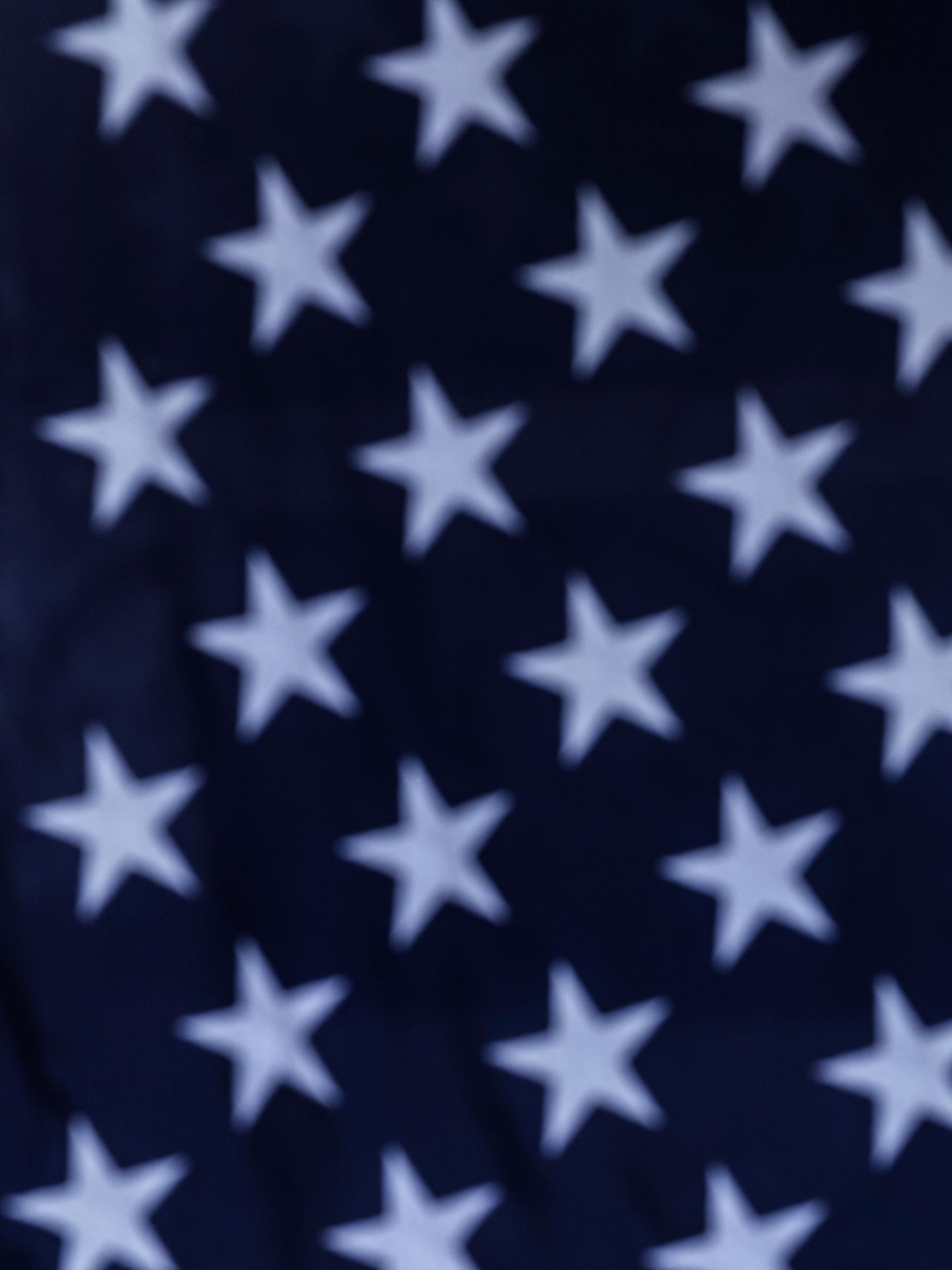 White stars in the blue canton of the United States flag