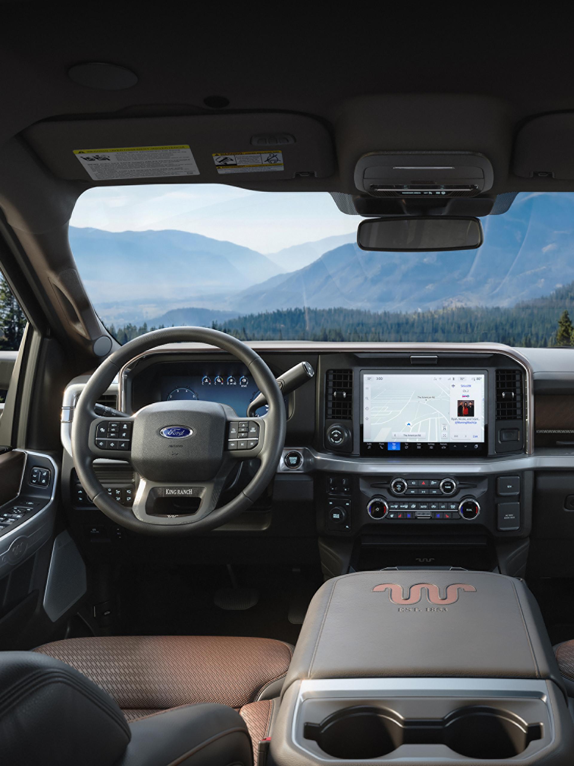 Interior view of dashboard and windshield inside the 2027 Ford Super Duty® F-250® King Ranch® model