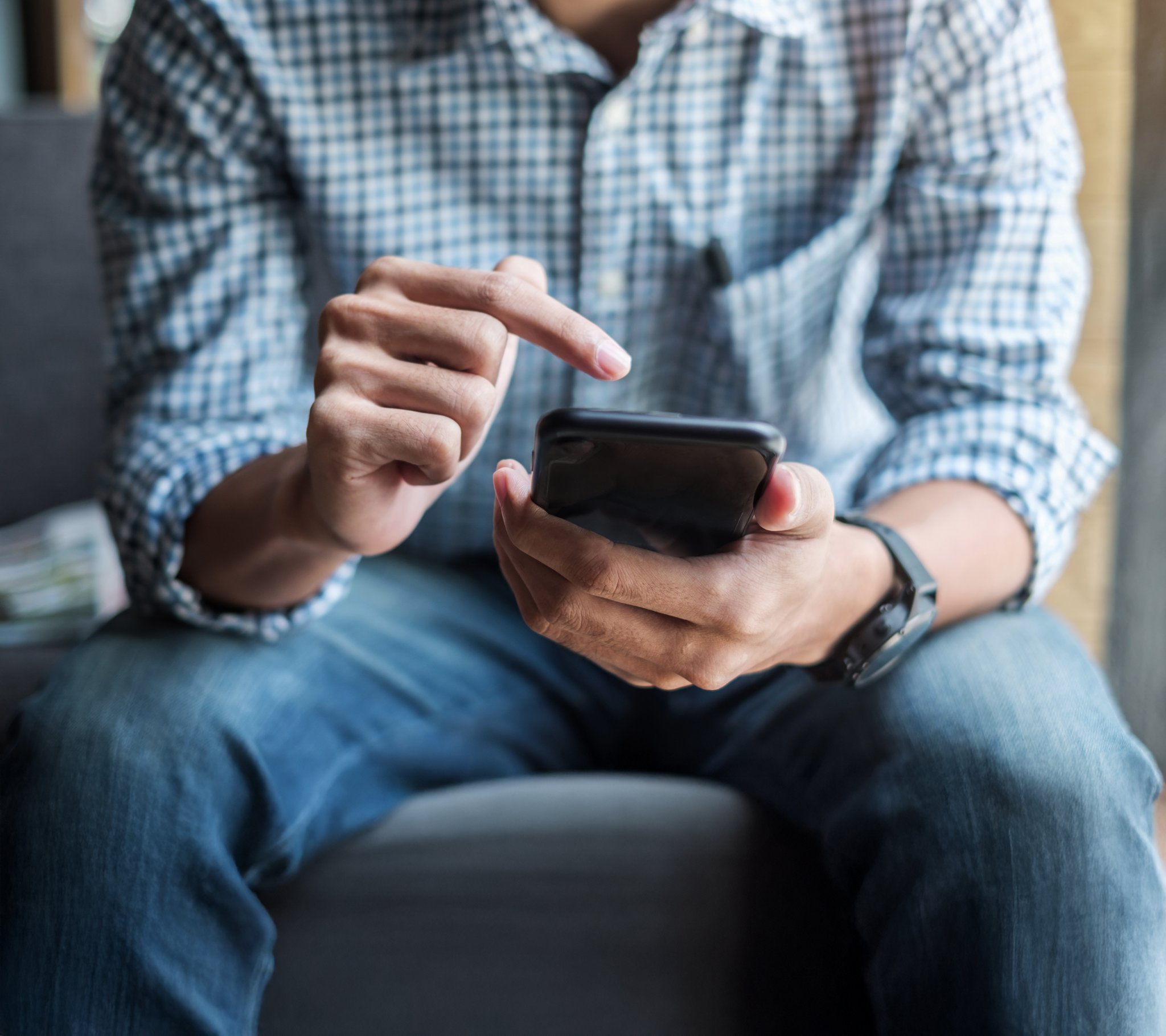 Person using a smartphone.