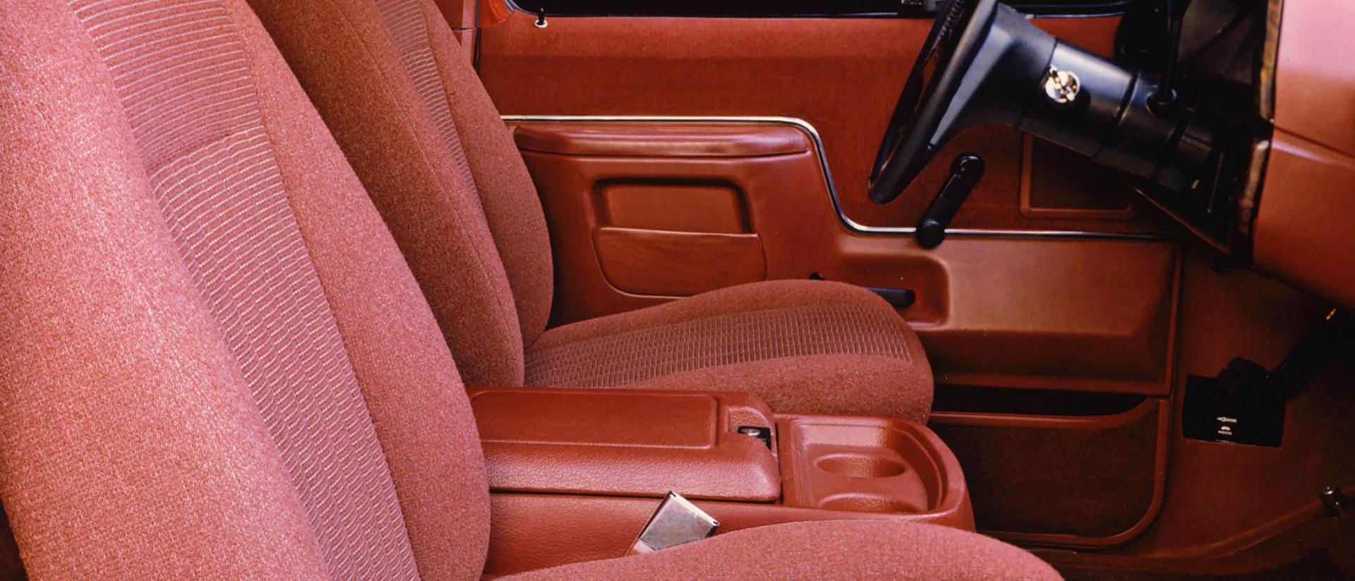 The interior of a 1987 Ford Bronco® model showcasing the seating