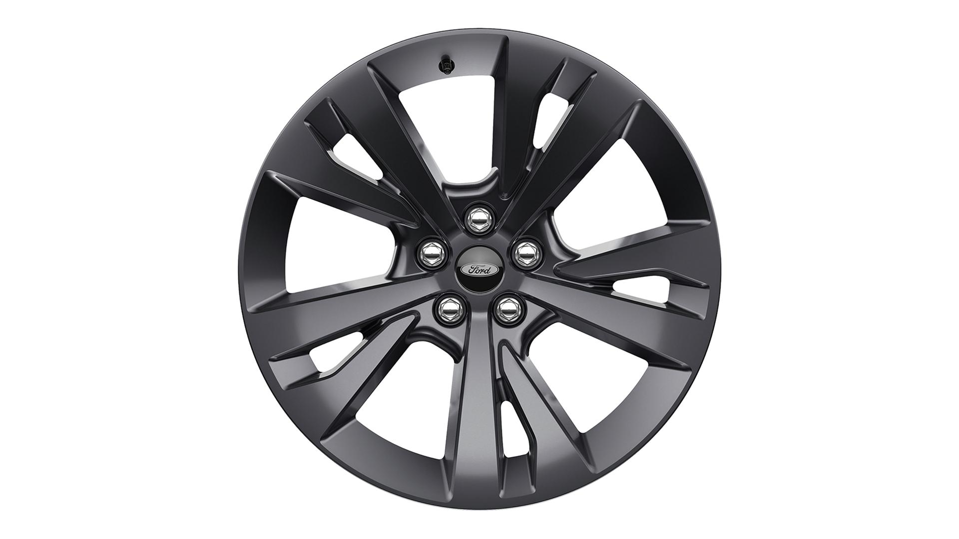 A 20-inch Carbonized Gray-painted aluminum wheel on a white background